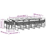 vidaXL Ensemble à manger de jardin et coussins 15 Pièces beige