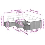 vidaXL Ensemble de canapé de jardin 9 pièces avec coussins en poly rotin noir
