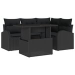 vidaXL 5 pièces ensemble de canapé de jardin avec coussins noir poly rotin