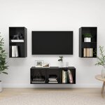 vidaXL Ensemble de meubles TV 3 Pièces Noir brillant Bois d'ingénierie