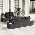 vidaXL Ensemble de canapé de jardin 6 pièces avec coussins noir poly rotin acacia