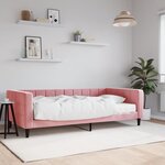 vidaXL Lit de jour avec matelas rose 100x200 cm velours