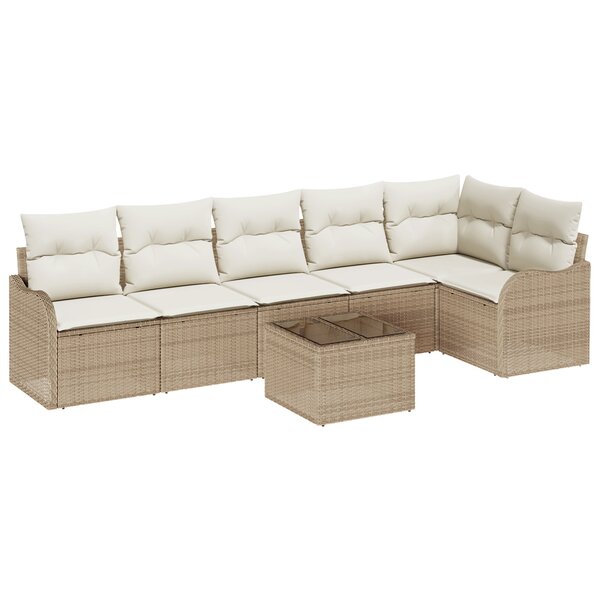 Ensemble de 7 canapés de jardin vidaXL avec coussins en poly rotin brun