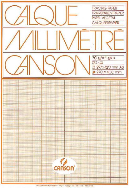 Pack 50 feuilles Calque Millimétré 650x500 mm 100 g CANSON