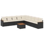 vidaXL Salon de jardin 10 Pièces avec coussins noir résine tressée