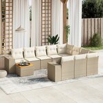 vidaXL Salon de jardin 11 Pièces avec coussins beige résine tressée