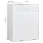 vidaXL Buffet Blanc brillant 60x30x75 cm Bois d'ingénierie