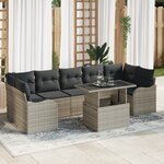 vidaXL Ensemble de canapé de jardin 8 pièces avec coussins gris clair poly rattan