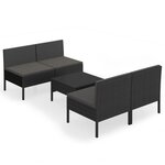 Salon de jardin meuble d'extérieur ensemble de mobilier 5 pièces avec coussins résine tressée noir 02_0016478