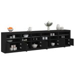 vidaXL Buffet avec lumières LED noir 283x37x67 cm
