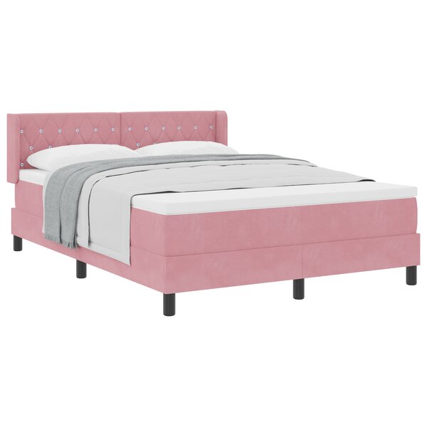 Lit box spring vidaXL avec matelas Rose 140x200 cm Velours