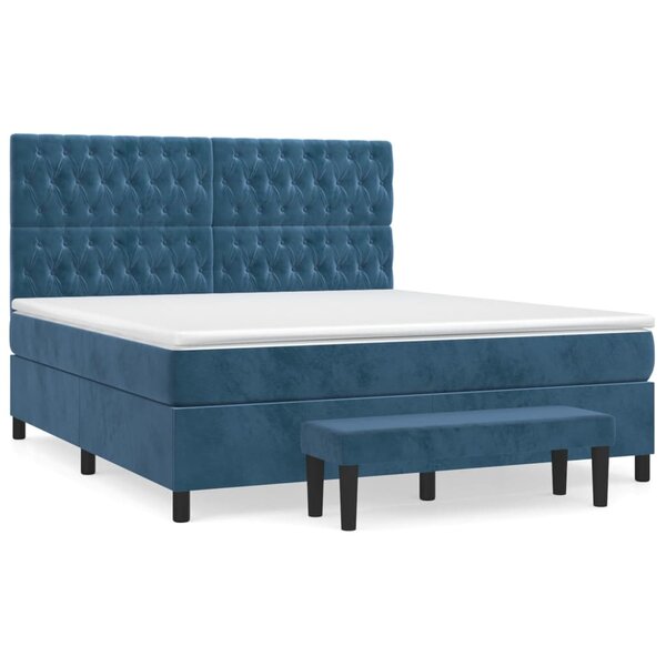 vidaXL Sommier à lattes de lit et matelas Bleu foncé 180x200cm Velours