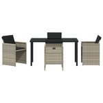 vidaXL Ensemble de salle à manger de jardin 5 pièces avec coussins en rotin poly gris clair