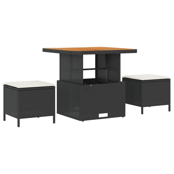 Ensemble de Canapé de Jardin de 12 Pièces vidaXL avec Coussins Noir en Poly Rattan Acacia