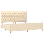 vidaXL Cadre de lit sans matelas et tête de lit crème 200x200 cm tissu