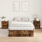 Cadre de lit de rangement vidaXL Chêne fumé 120x190 cm