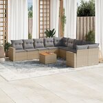vidaXL Salon de jardin 11 Pièces avec coussins beige résine tressée