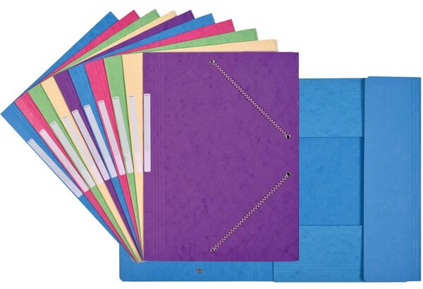 Pqt de 10 Chemises Carte Lustée 24 x 32 cm à rabats et élastiques et étiquette Assorti... COUTAL