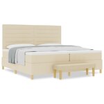 Lit à ressort vidaXL avec matelas et banc crème 200x200 cm en tissu