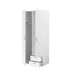 Armoire VARIA - blanc - 2 portes battantes + 2 tiroirs - 81 cm x 185 x 51 cm