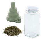 Flacon à épices poudreur + entonnoir + basilic bio 15 g