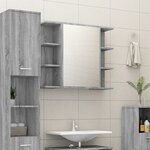vidaXL Armoire à miroir de salle de bain Sonoma gris 80x20 5x64cm Bois