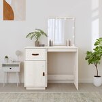 vidaXL Coiffeuse avec LED Blanc 95x50x133 5 cm Bois de pin massif