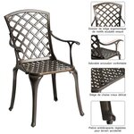 Lot de 2 chaises de salle à manger polyvalentes en fonte d'aluminium dossier/assise ajourés avec accoudoirs supporté 110 kg 20_0004893