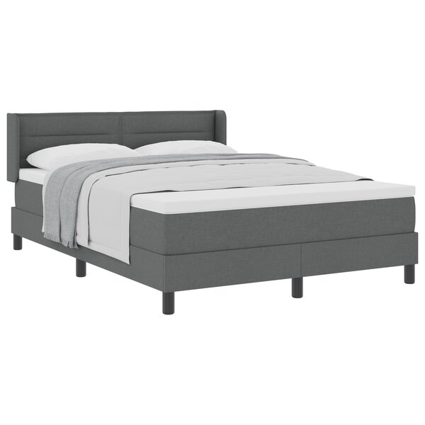 vidaXL Lit à Ressorts avec Matelas Gris Foncé 160x200 cm Tissu