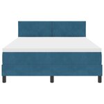 Lit Box Spring vidaXL avec Matelas & LED Bleu Foncé 140x200 cm Velours