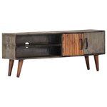 vidaXL Meuble TV Gris 130x30x46 cm Bois massif de manguier brut
