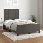 vidaXL Cadre de lit avec tête de lit gris foncé 120x190 cm velours