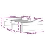 vidaXL Cadre de lit Marron miel Bois massif 75x190 cm Petit simple