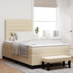 vidaXL Lit à ressorts avec matelas et banc crème 120x200 cm Tissu