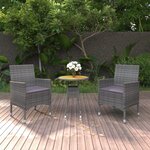 vidaXL Ensemble à manger de jardin 3 Pièces Résine tressée Gris