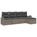 vidaXL Ensemble de canapé de jardin 5 pièces avec coussins gris en poly rattan