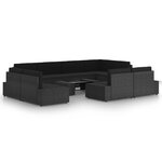 vidaXL Salon de jardin 10 Pièces avec coussins Noir Résine tressée