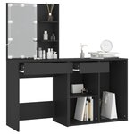 vidaXL Coiffeuse à LED avec armoire noir bois d'ingénierie
