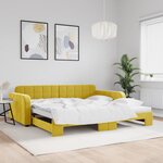 vidaXL Lit de jour avec lit gigogne jaune 100x200 cm velours