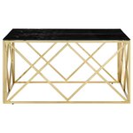 vidaXL Table basse doré acier inoxydable et verre trempé