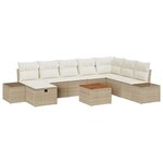 vidaXL Ensemble de canapé de jardin 9 pièces avec coussins Beige Poly Rattan