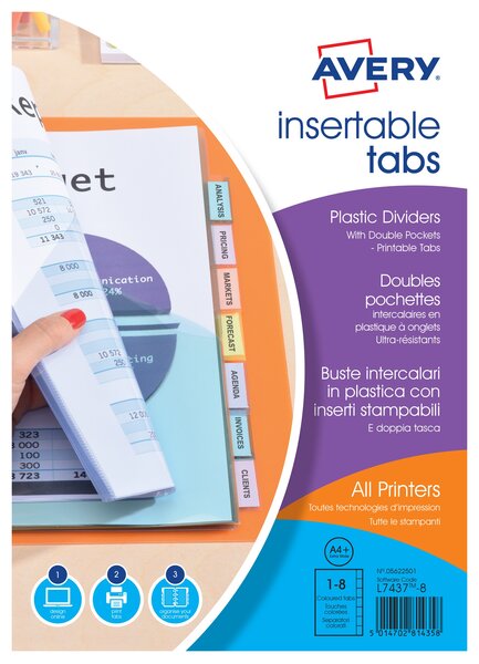 Doubles Pochettes Intercalaires à onglets A4+ - Polypropylène