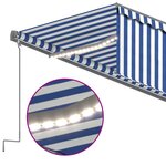 vidaXL Auvent manuel rétractable avec store et LED 6x3 m Bleu et blanc