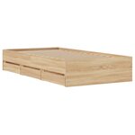 vidaXL Cadre de lit avec tiroirs sans matelas chêne sonoma 100x200 cm