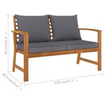 vidaXL Salon de jardin 3 Pièces avec coussin Bois d'acacia solide