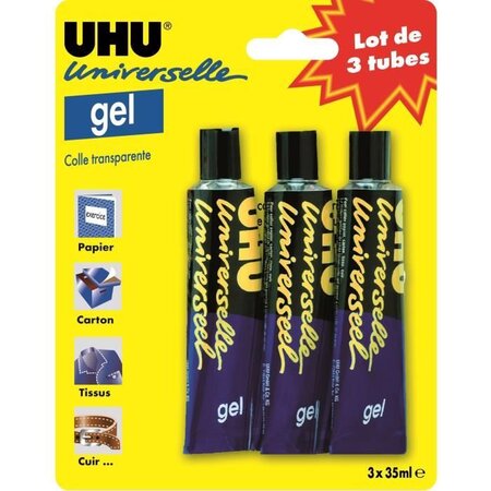 UHU LOT de 3 Tubes GEL UNIVERSELLE 35ml