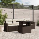 vidaXL Salon de jardin avec coussins 5 Pièces marron résine tressée