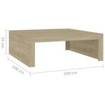 vidaXL Table basse Chêne sonoma 100x100x35 cm Bois d'ingénierie