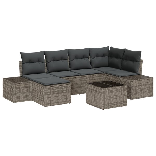 vidaXL Ensemble de Canapé de Jardin de 6 Pièces avec Coussins Rattan Noir en Poly Rattan