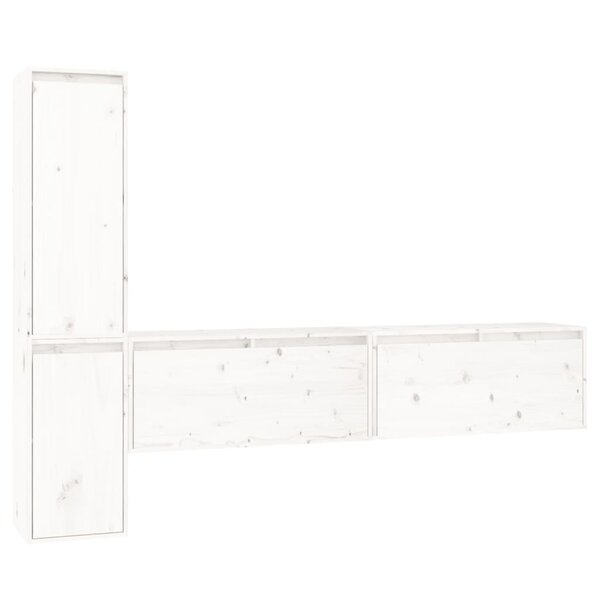 vidaXL Meubles TV 4 Pièces Blanc Bois massif de pin
